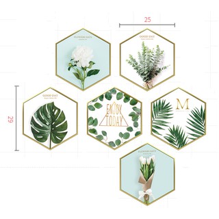 Decal Khung hình Lục giác Hoa
