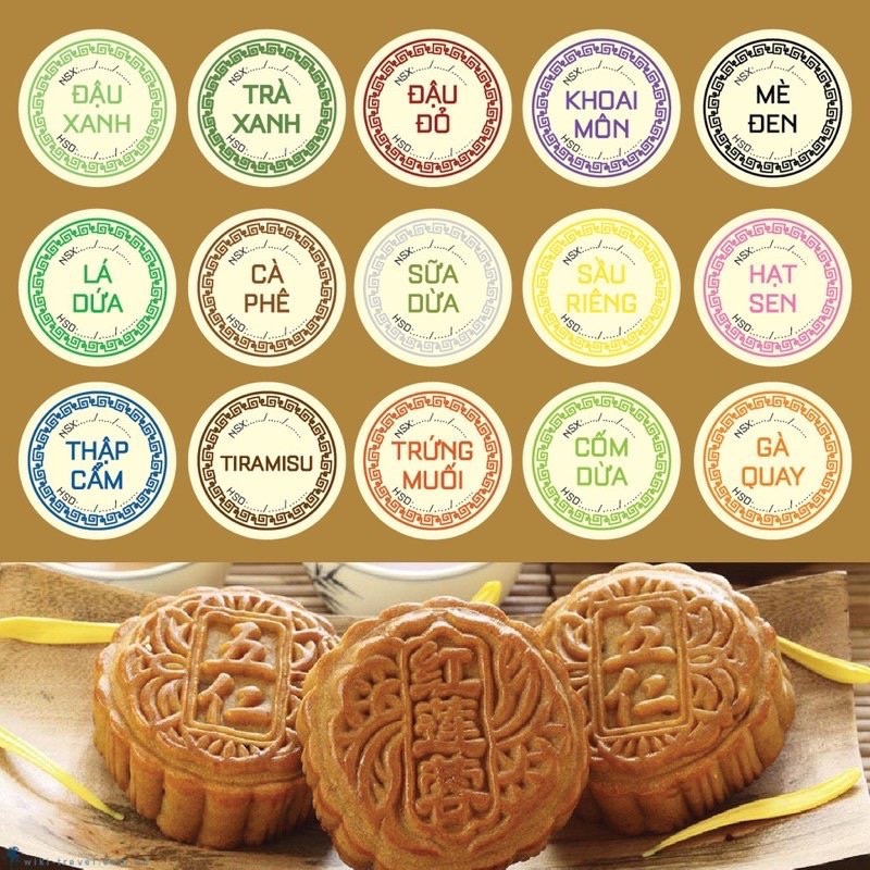 Tem dán nhân bánh trung thu hình tròn 3cm (20c/tờ)