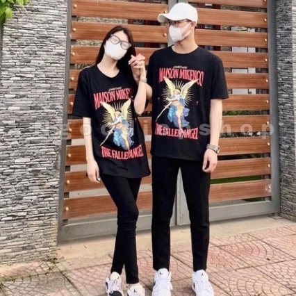 Áo phông Miken.co Fallen Angel chất cotton HARIQUEEN - Áo thun tay lỡ nam nữ unisex freesize form rộng 65kg