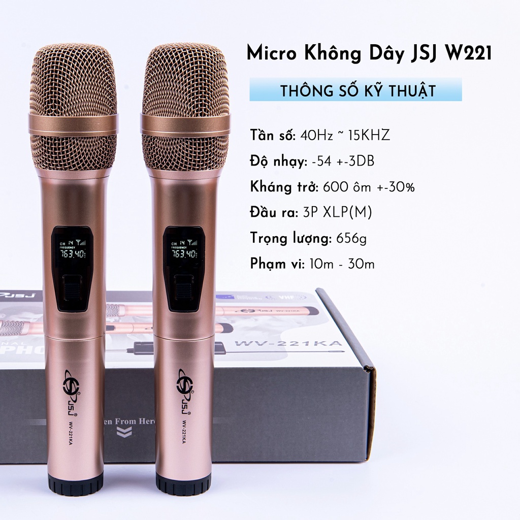 Micro karaoke không dây cao cấp JSJ W221 mẫu mới tích hợp màn hình led chuyên nghiệp công nghệ giảm tiếng ồn thông minh