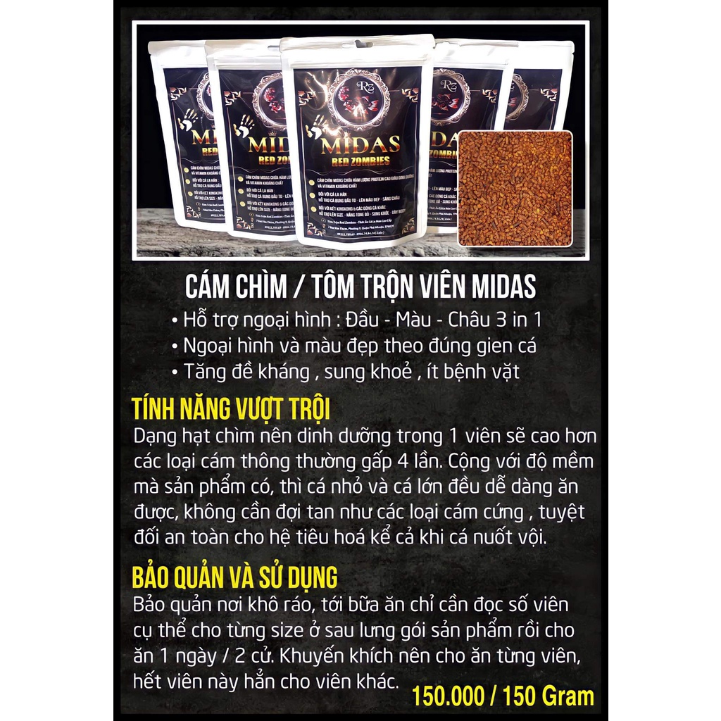 Thức Ăn Cá La Hán - Cám Chìm Midas ( Red Zombies ) - Dành Cho Mọi Size Cá Lớn Nhỏ