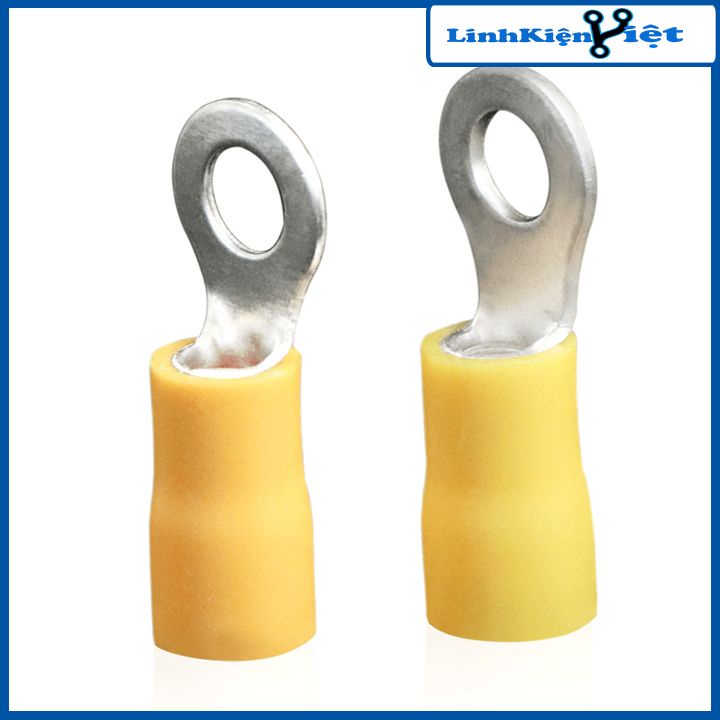 Gói 100 chiếc đầu cos tròn RV2 đủ loại 3mm-4mm-5mm 3 màu đỏ vàng xanh dương bọc phủ nhựa