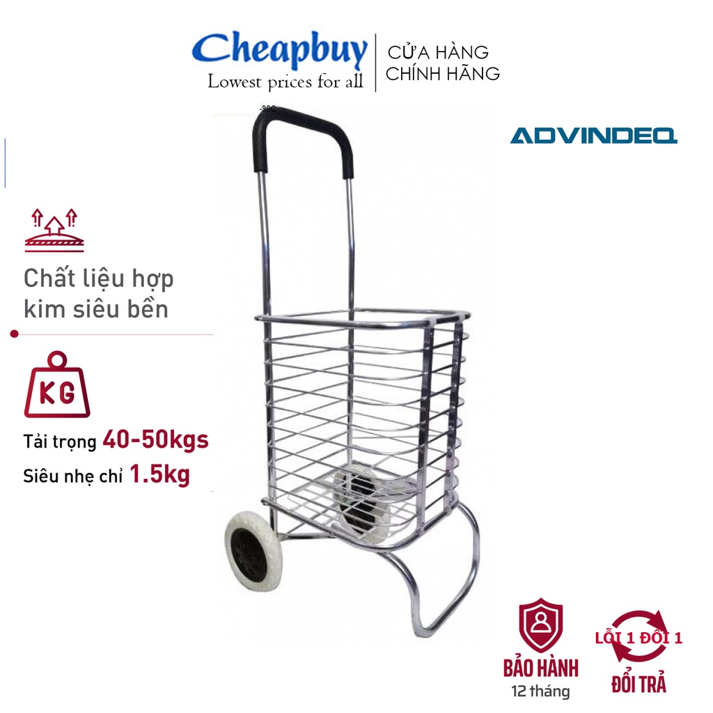 Xe kéo đi chợ siêu thị có giỏ gấp gọn ADVINDEQ TL-90C ( tải trọng chở &lt; 50kg)- chính hãng bảo hành 12 tháng