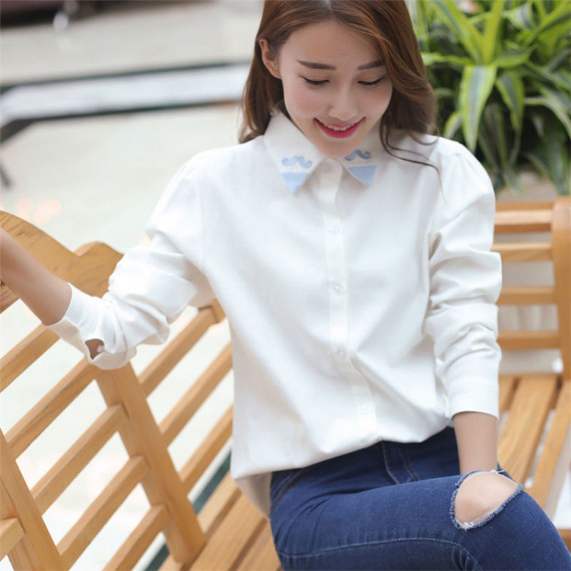 FREESHIP ĐƠN 99K_ Áo Sơ Mi Công Sở Nữ Tay Dài Phong Cách Hàn Quốc