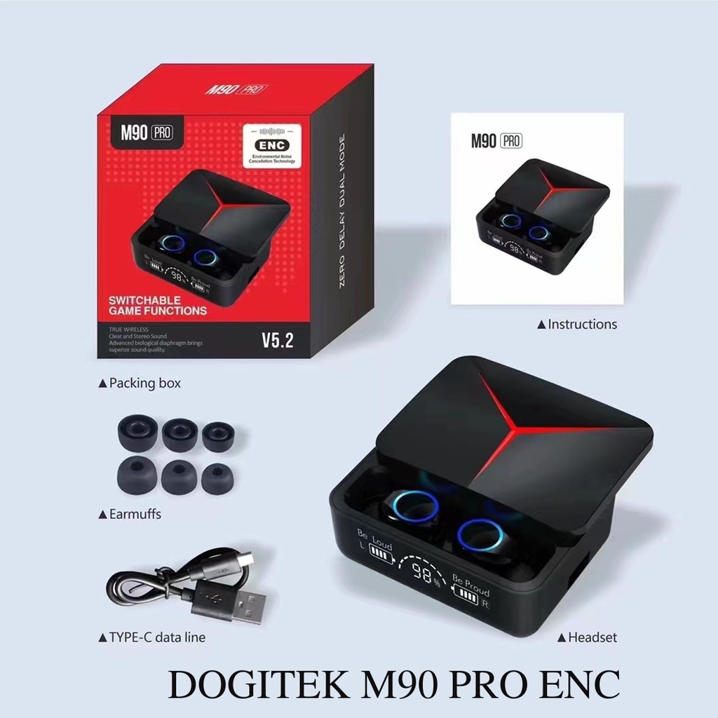 Tai nghe bluetooth DOGITEK M90 Pro có công nghệ ANC, thiết kế logo siêu xe Mec, chất âm cực đỉnh