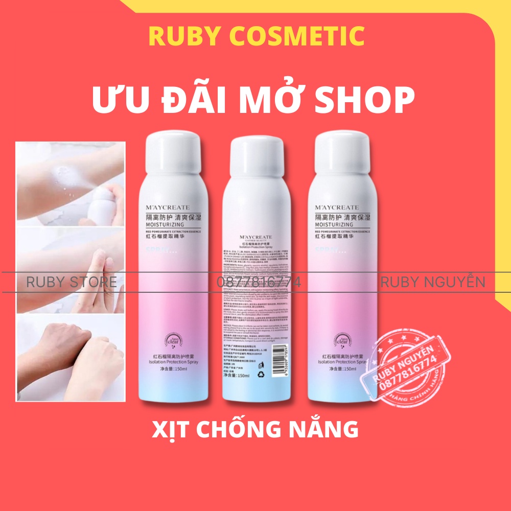 Xịt Chống Nắng Maycreate Trắng Da 150ml Nội Địa Trung Bật Tông Sau Sử Dụng