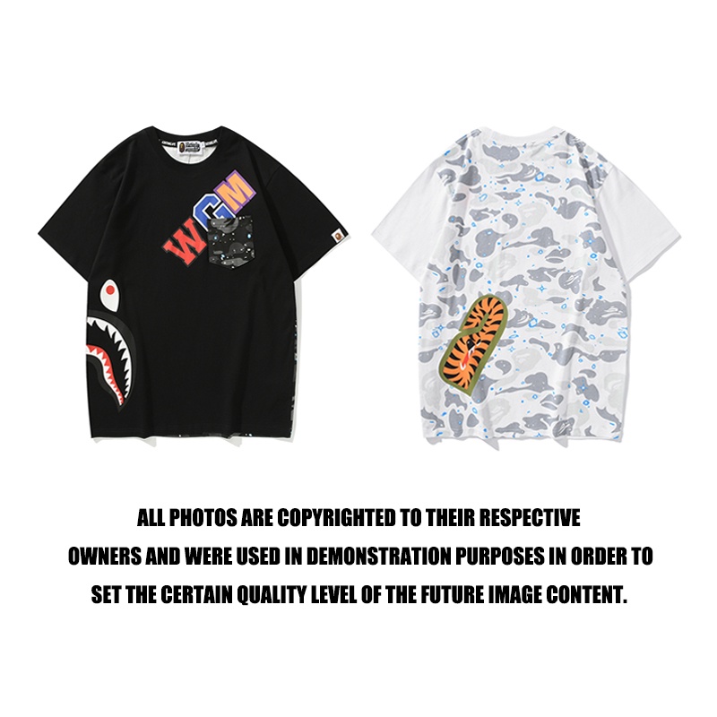 Áo Thun Cotton BAPE Tay Ngắn Cổ Tròn In Họa Tiết Rằn Ri Chất Lượng Tốt Nhất Cho Nam Và Nữ
