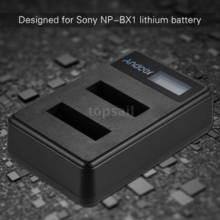 Andoer mini portable dual slot lcd screen usb charger for sony np-bx1 dslr li-ion lithium battery