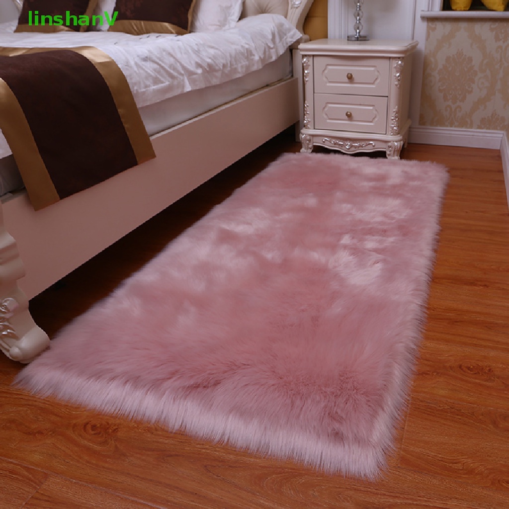 Thảm Lông Cừu Giả Mềm Mại Màu Trắng Lót Sàn Phòng Khách / Phòng Ngủ