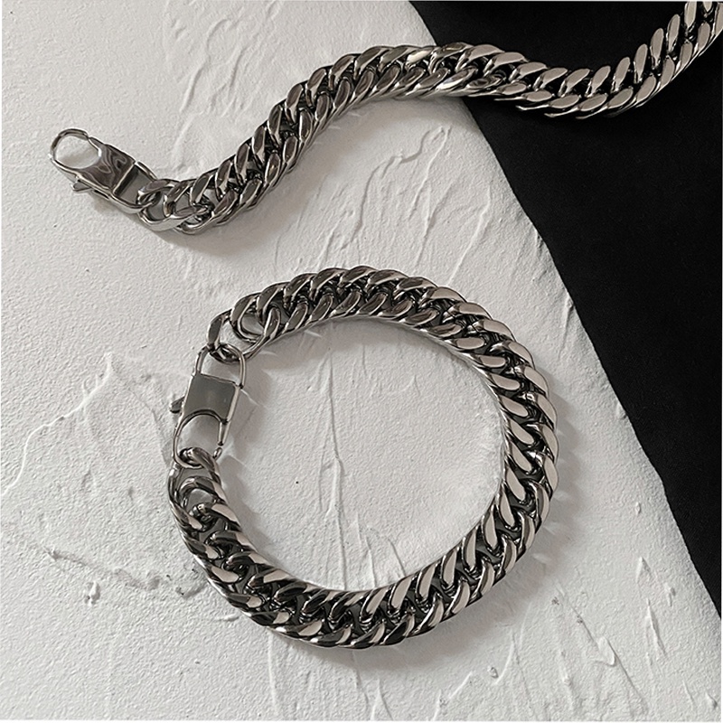 Vòng Tay Nam Và Nhẫn Cuban TIN Chain Ngầu Dạng Chuỗi - Lắc Tay Cuff Mắt Xích Đẹp Thép Titan - TIN Chain Saku