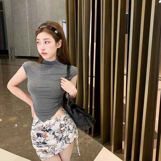 Cocory vn Áo Croptop Màu Trơn Dáng Ôm Thời Trang Quyến Rũ Cho Nữ