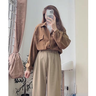 Áo sơ mi oversize tay bồng Áo tăm chất dày dặn