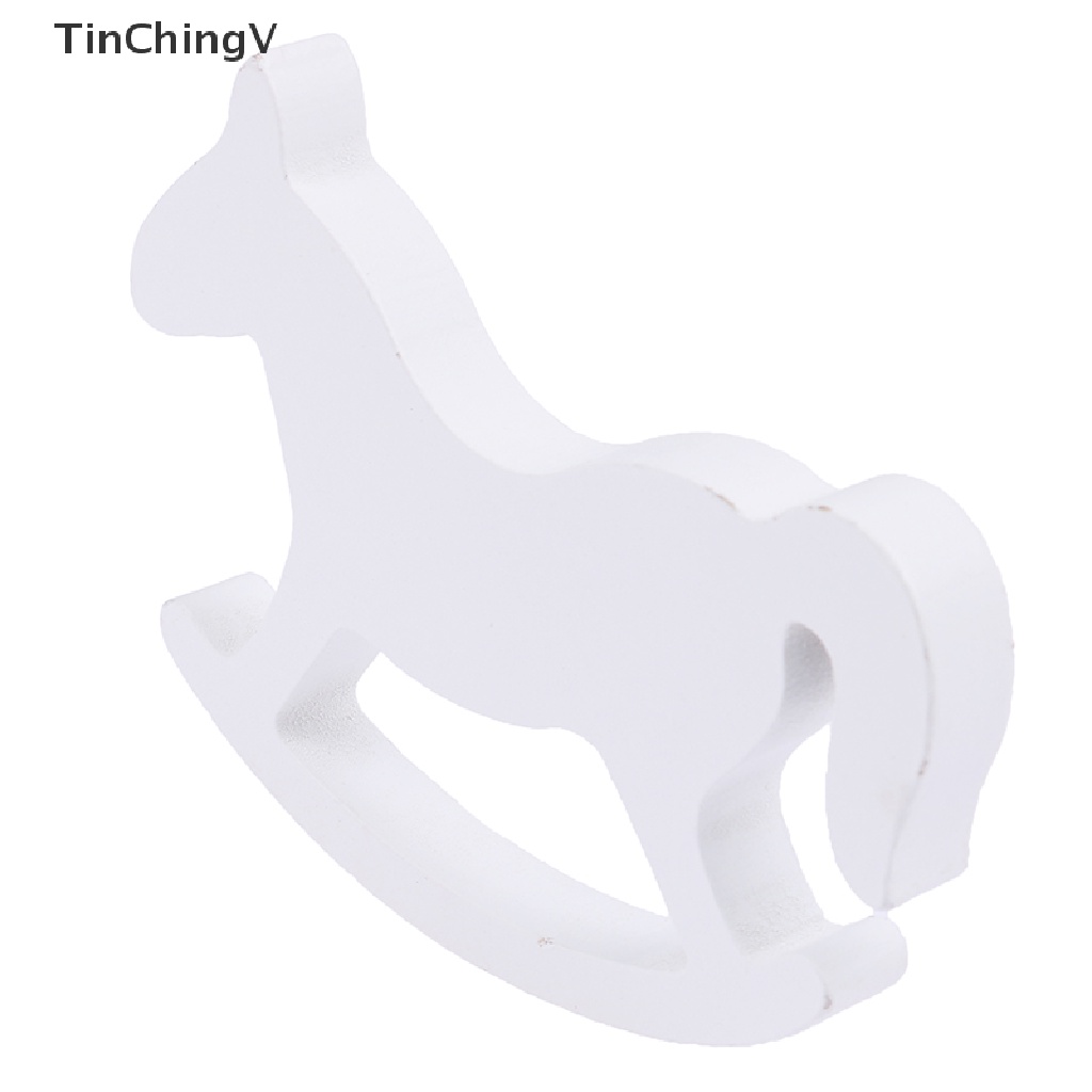 [TinChingV] Mô Hình Ngựa Bập Bênh Bằng Gỗ Màu Trắng Trang Trí Nhà Búp Bê Mới