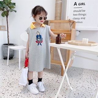 Váy suông cổ polo bé gái