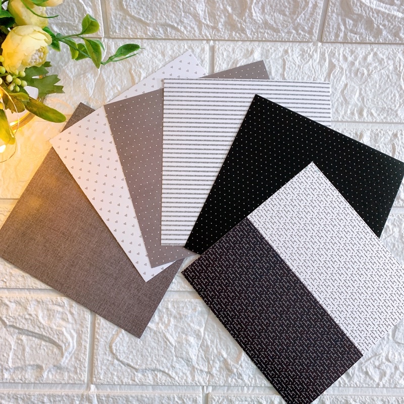 Giấy nền hoạ tiết định lượng 250gsm combo 6 tờ size 15cmx15cm giấy màu