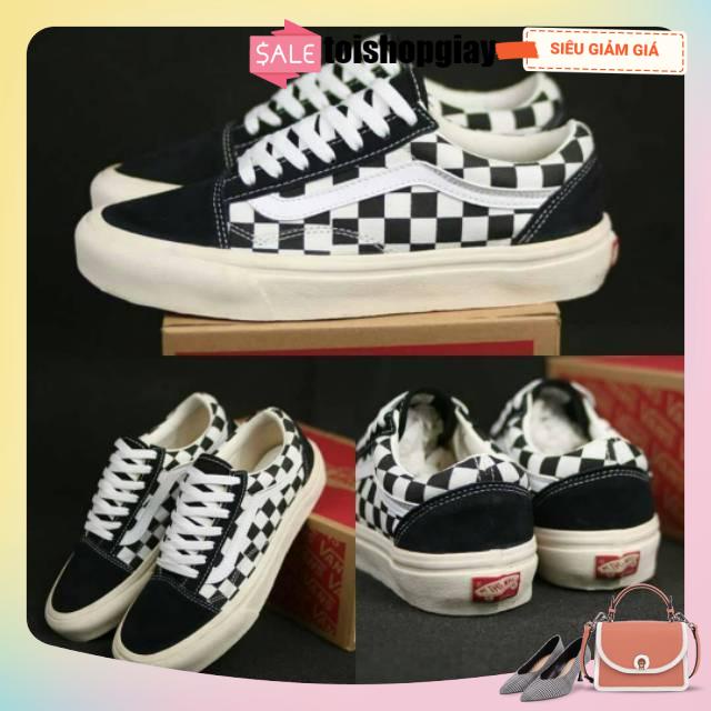 Giày Nam Nữ Dây Buộc Vans Classic, Giày Vans Caro Đen Trắng Full Box Bill Dễ Phối Đồ 2022