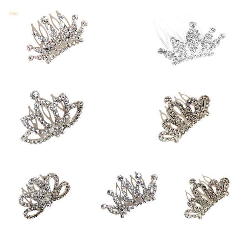 Kẹp tóc hình vương miện mini đính đá lấp lánh cho bé gái
