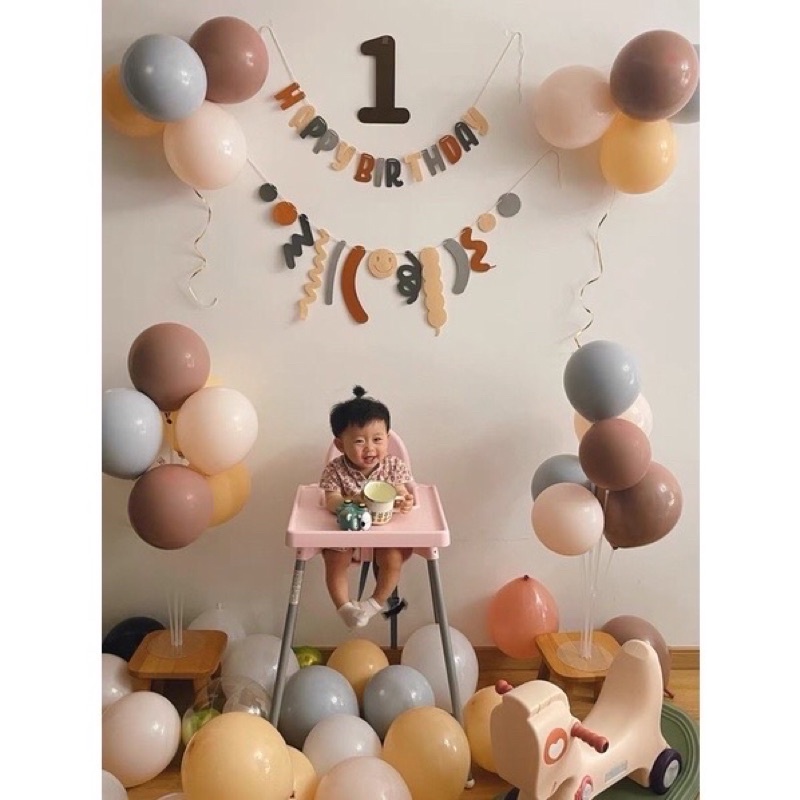 Số tuổi chất vải dạ trang trí sinh nhật hàn quốc màu nâu