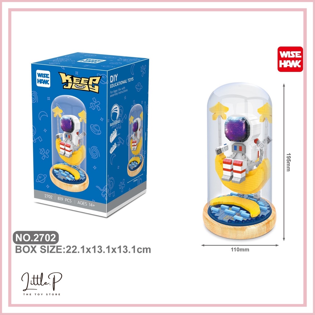 Lego Nanoblock - Đồ chơi lắp rắp mô hình 3D Decor Phi hành gia phiên bản lồng kính