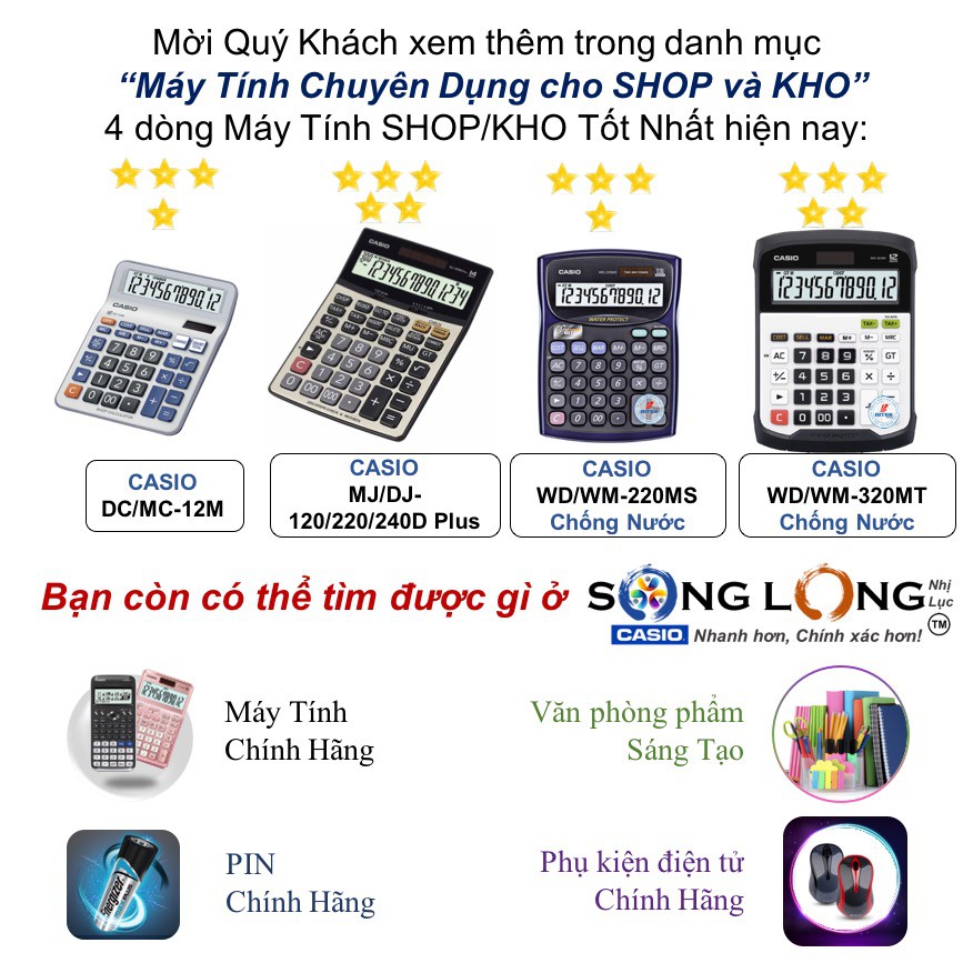 Máy Tính CASIO MX-12B &amp; MX-120B (12 số) Nhỏ Gọn – “Chuẩn mực Văn phòng” - 5 Năm Bảo Hành – Máy tính Cầm Tay Chính Hãng