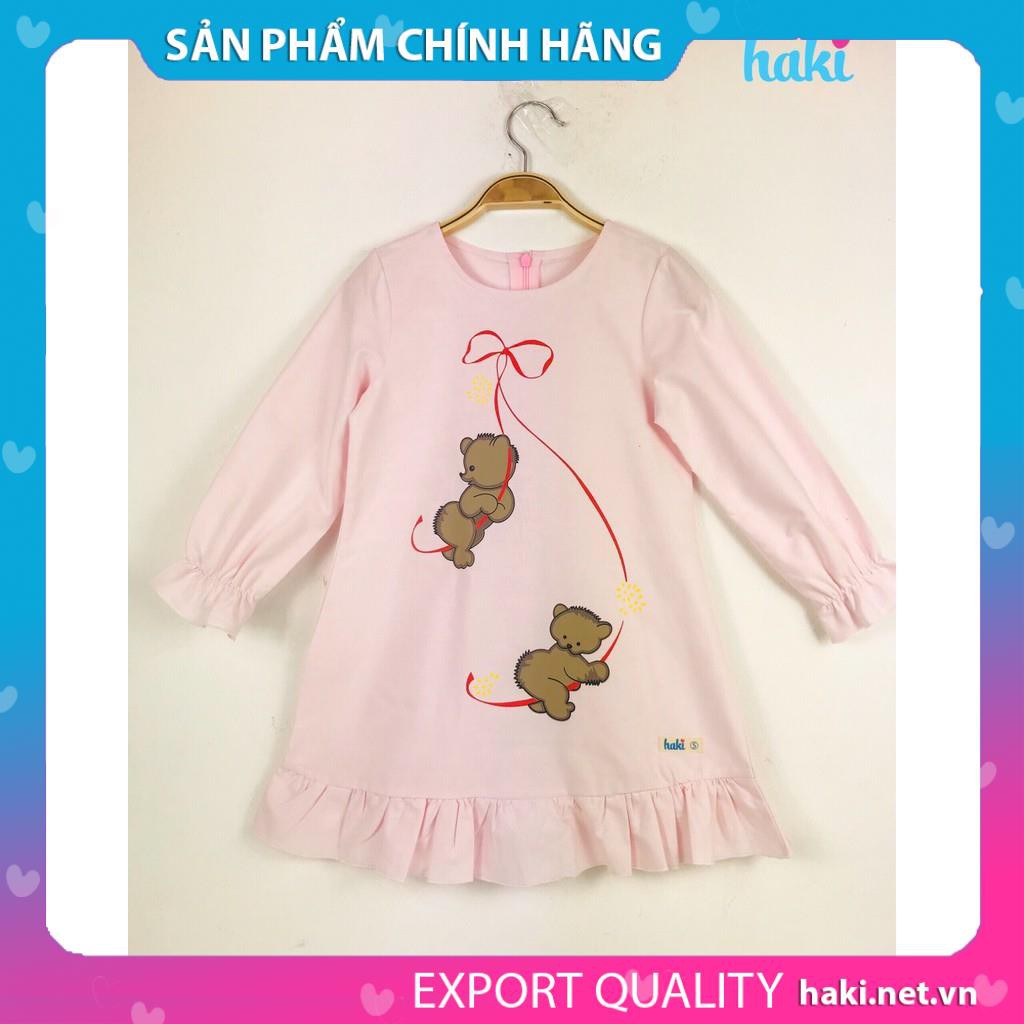 Váy suông chữ A in gấu HAKI (hồng, xanh, vàng)- HK499