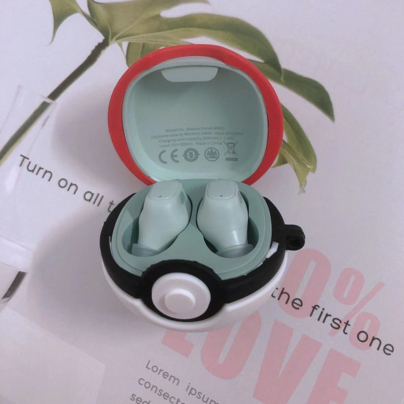 Vỏ Bảo Vệ Hộp Sạc Tai Nghe Hình Bóng Pokemon 3D Cho Baseus Encok Tws Wm01