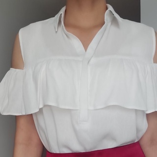 Áo sơ mi nữ, áo sơ mi công sở, kiểu hàn, sơ mi phối bèo xinh xắn