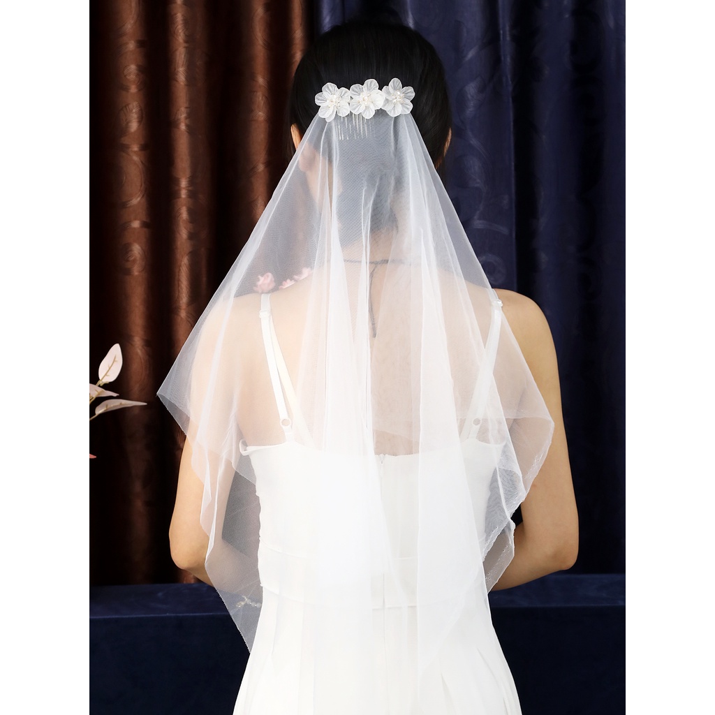 Lược Cài Tóc Cô Dâu Đính Hoa Và Ngọc Trai Sang Trọng