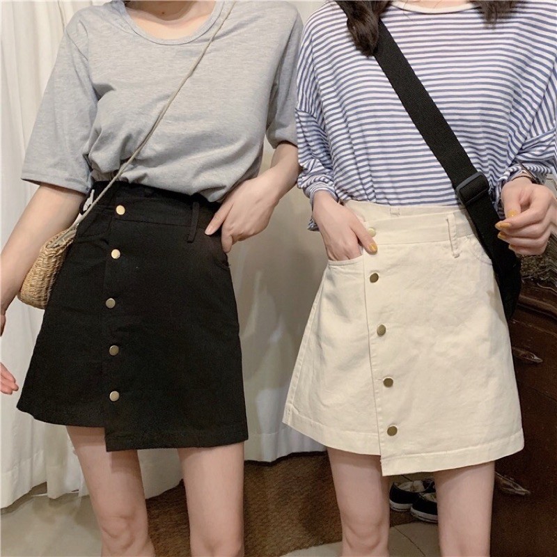 [ Mã FAMAYWA giảm 10K đơn 50K] Chân váy kaki cúc bấm chéo | BigBuy360 - bigbuy360.vn