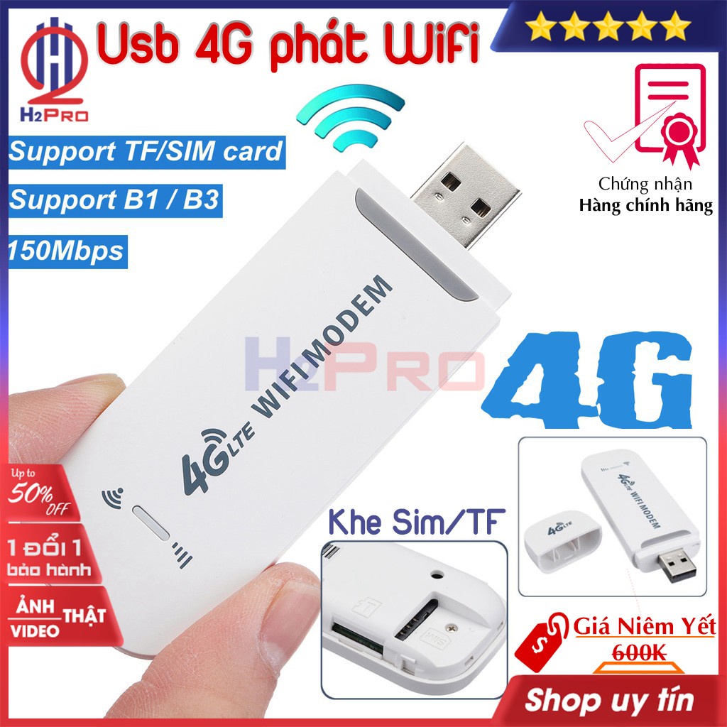 Usb 4g phát Wifi Dongle H2pro tốc độ 150Mbps-10 thiết bị(1 chiếc),usb 4g cho laptop, máy tính, điện thoại cao cấp giá rẻ