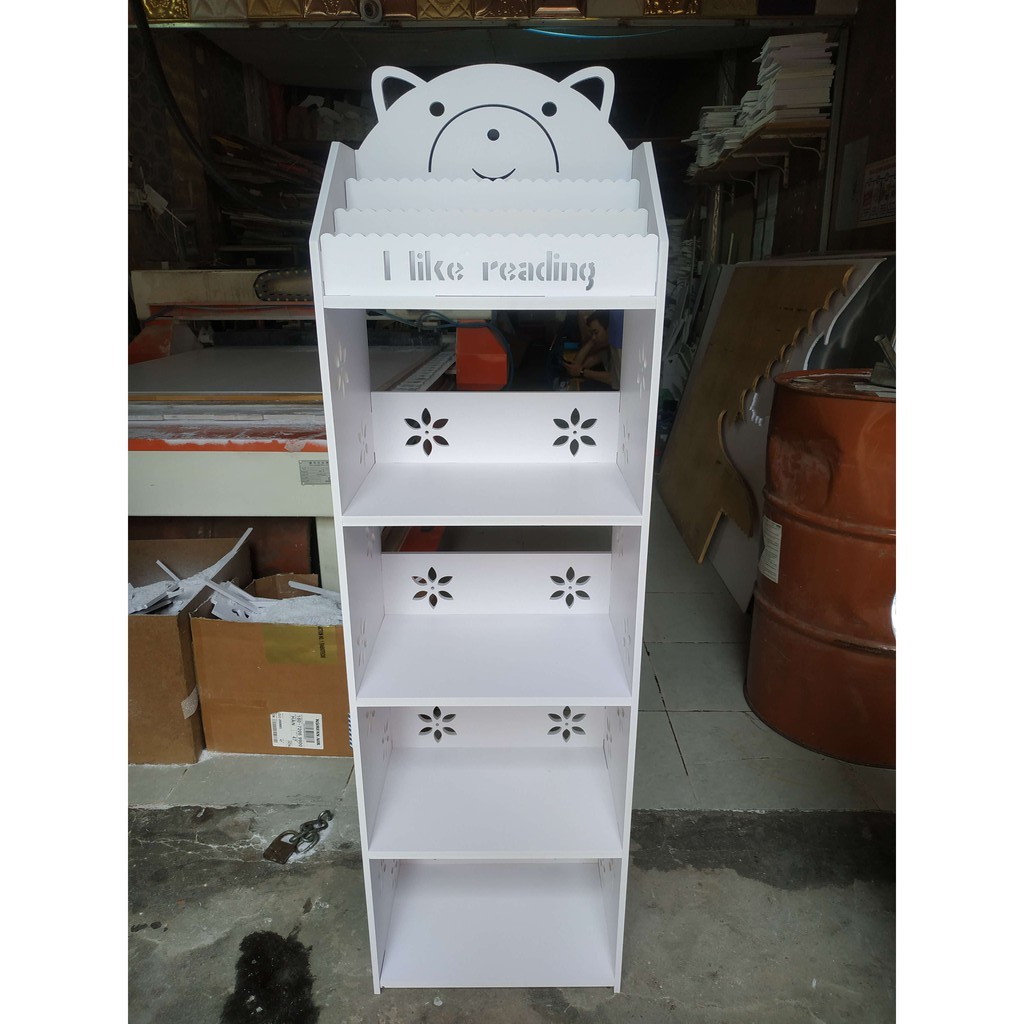 [Hàng Tận Xưởng] Kệ sách gấu đứng ngăn chứa đồ (PVC Gỗ Nhựa) Full Bộ Kèm Vít Cho Bé