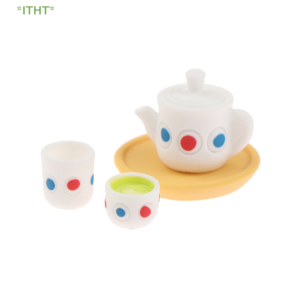 Bộ 4 Ấm Tách Uống Trà Mini Tỉ Lệ 1: 12 Cho Nhà Búp Bê Mới
