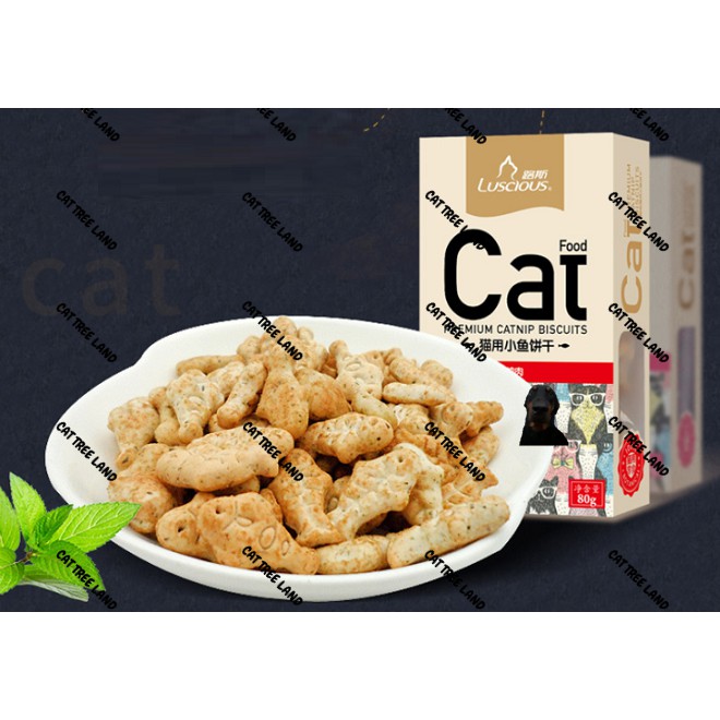 BÁNH THƯỞNG CHO MÈO LUSCIOUS CAO CẤP HỘP 80G(LUSCIUS/ LUSSI), BÁNH QUY CATNIP TIÊU BÚI LÔNG HAIRBALL - THỨC ĂN MÈO