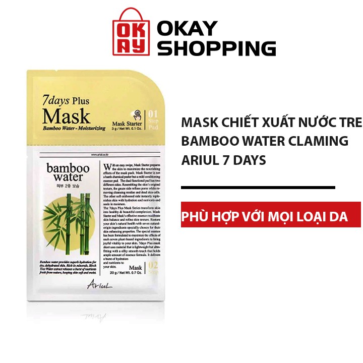 Mặt nạ 2 bước Ariul 7 Days Plus Mask Bamboo Water 20g
