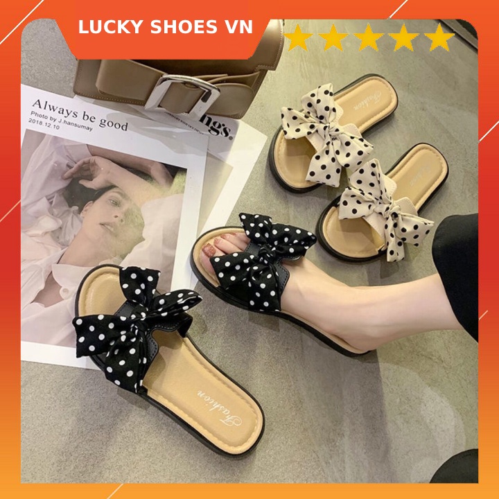 Dép Nữ Đính Nơ Thời Trang Cho Bạn Nữ Dễ Thương [H67] Nhẹ Bền êm Chân Giá Cực Rẻ - Lucky Shoes VN