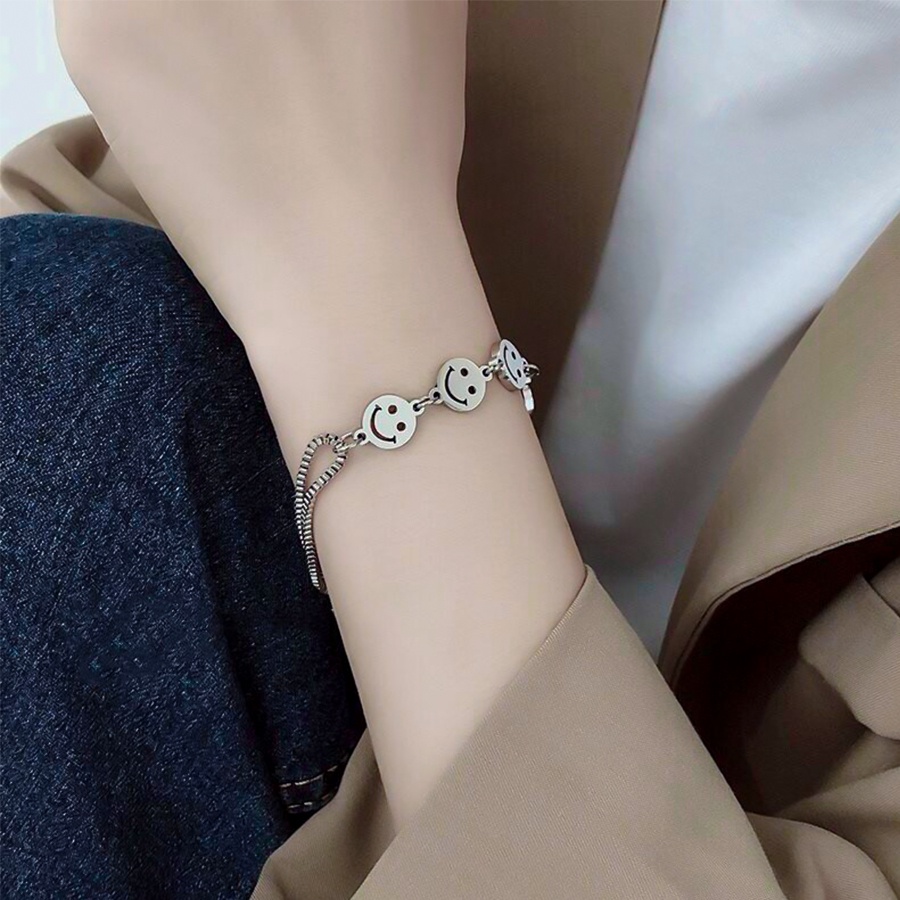 Vòng Tay Lucky Smile Chain Bracelet Fashion Unique Silver Link Party Bracelets for Women Female Jewelry Accessories | BigBuy360 - bigbuy360.vn