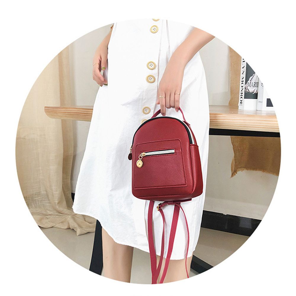 NIUYOU [Ready Stock] Women PU Daypack Mini Backpack Waterproof Shoulder Bag