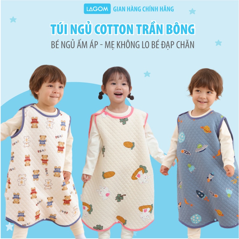 Túi Ngủ Mùa Đông Cho Bé 1-6 Tuổi, Cotton Trần Bông Cao Cấp