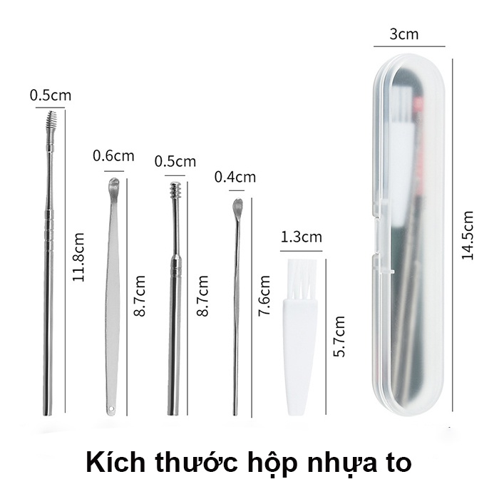 Bộ Dụng Cụ Lấy Ráy Tai 6 món Bằng Thép không Gỉ Cao Cấp Kèm Video Hình Ảnh Thật - G2
