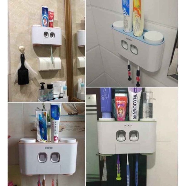 HỘP ĐỰNG BẢN CHẢI, NHẢ KEM ĐÁNH RĂNG TREO TƯỜNG ECOCO