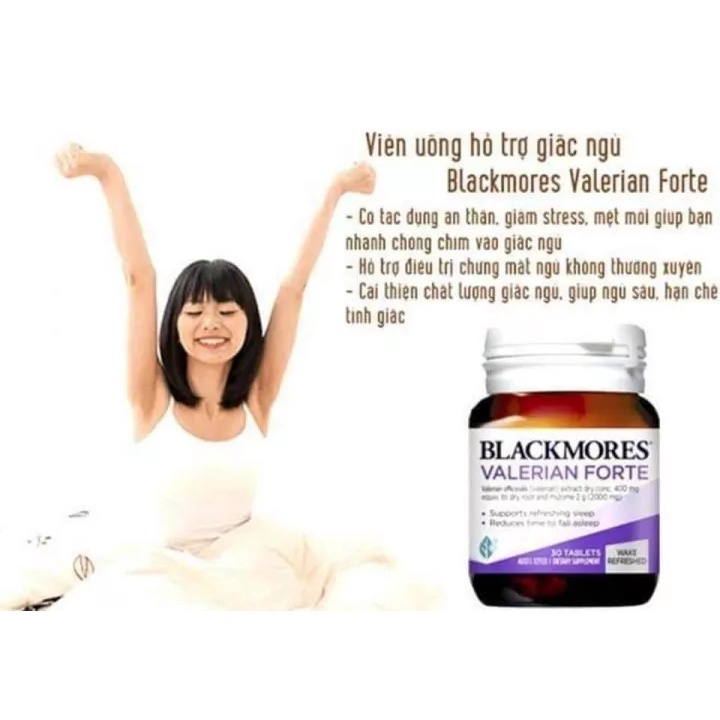 [Mẫu mới] Viên uống hỗ trợ giấc ngủ Blackmore Valerian Forte  30 viên chính hãng Úc