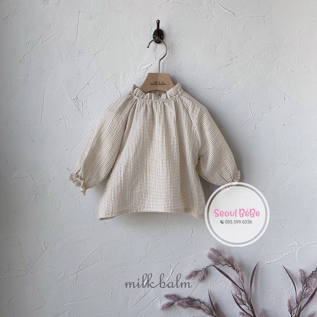 Áo dài tay cổ điệu cho bé gái Milk Blouse Milkbalm made in Korea