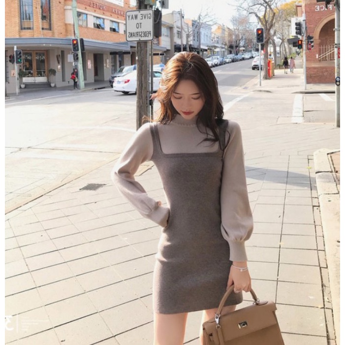 Đầm Dệt Kim Tay Dài Thiết Kế Mới Thời Trang Mùa Thu Dành Cho Nữ