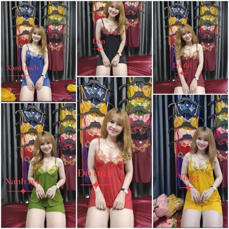 [Có size 45-75kg] Đồ Bộ Nữ, Bộ Đùi Thun Lạnh 2 Dây Phối Ren
