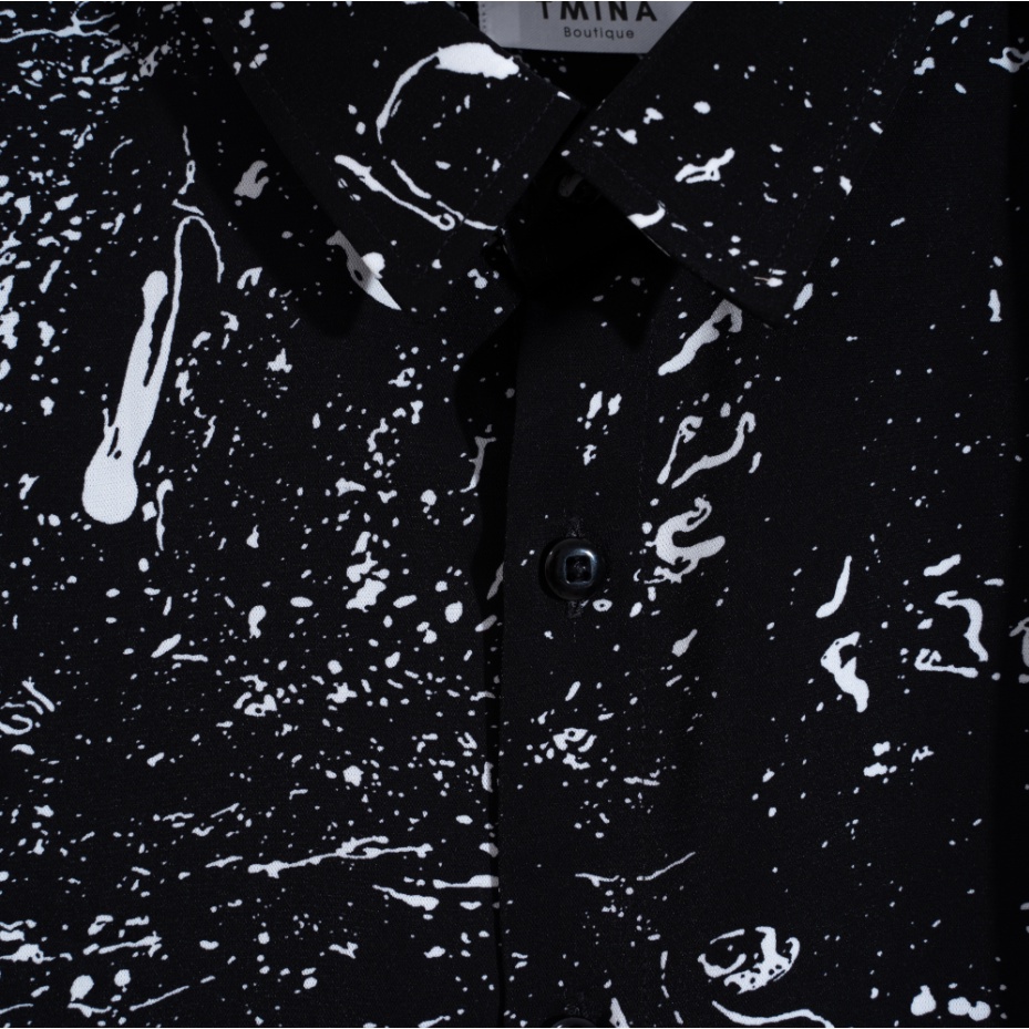 Áo sơ mi nam dài tay chất lụa mềm mại chống nhăn họa tiết vẩy sơn cực bad boy