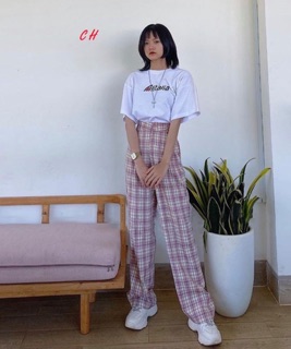 Quần kẻ đính cúc CH12
