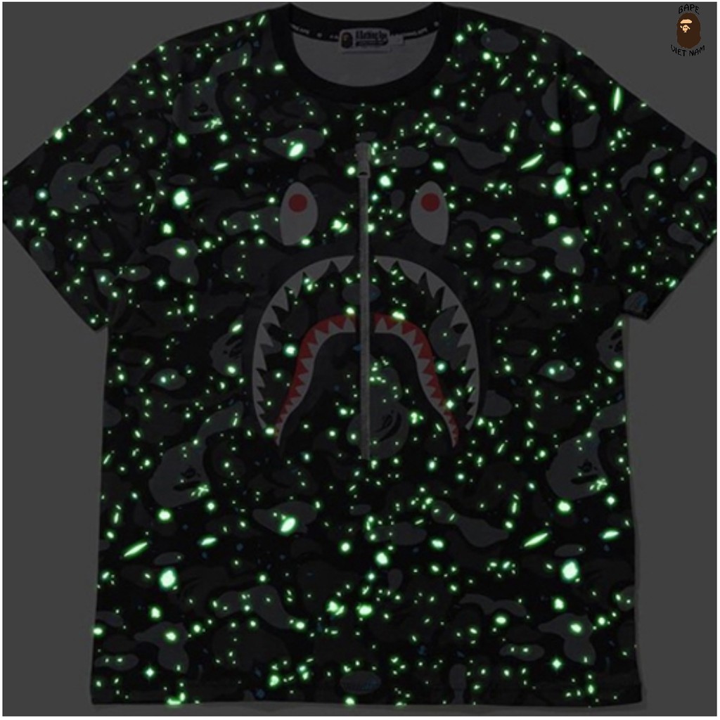 [Ảnh thật + FREESHIP] Tee Bape Shark Galaxy, Áo Thun Bape Cá Ngáo, Áo phông Bape Cá mập chất Cotton | BigBuy360 - bigbuy360.vn