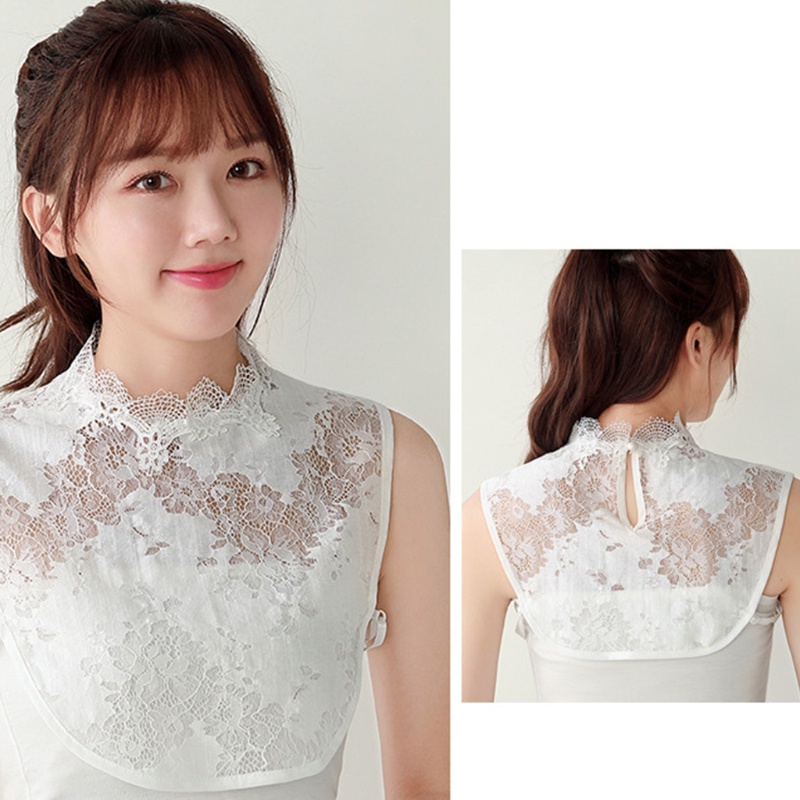 Cổ áo giả kiểu chui đầu vải ren khoét lỗ rỗng phong cách Hàn Quốc thanh lịch cho phụ nữ