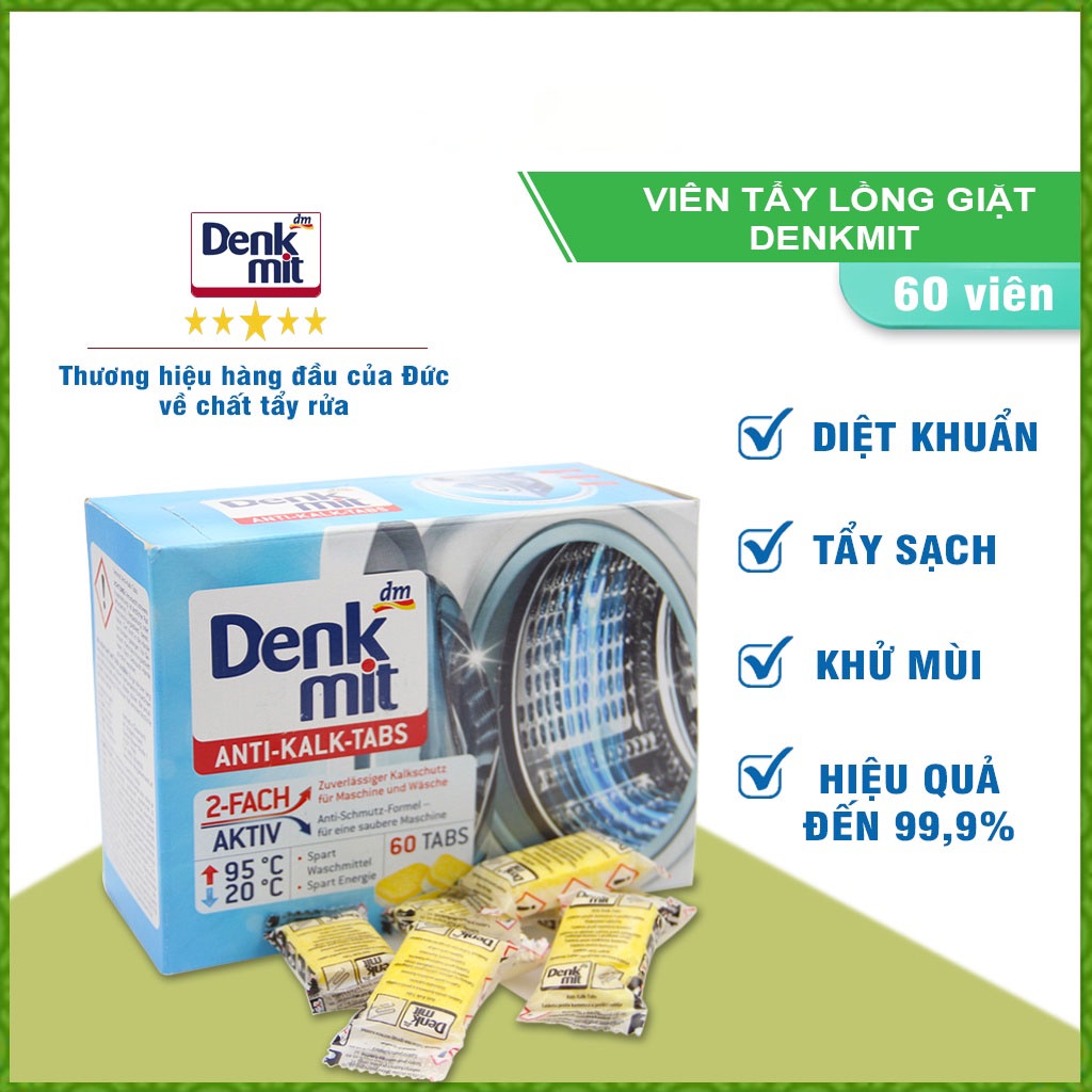 Viên tẩy vệ sinh lồng máy giặt Denkmit Đức diệt khuẩn và chất tẩy cặn lồng giặt hiệu quả