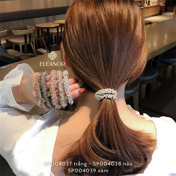 Dây buộc tóc nữ thun co dãn Eleanor Accessories đính đá pha lê phong cách basic phụ kiện tóc 4037